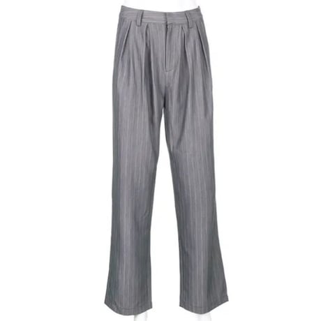 グレーストライプタックスラックスワイドパンツ/S.M.L/2020SS