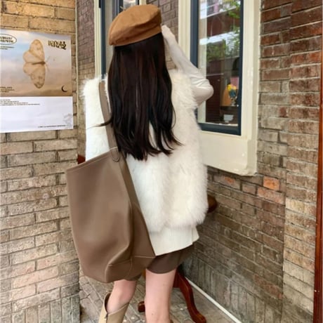 ハイネックニットファーベスト/2色展開/S.M.L/2023AW