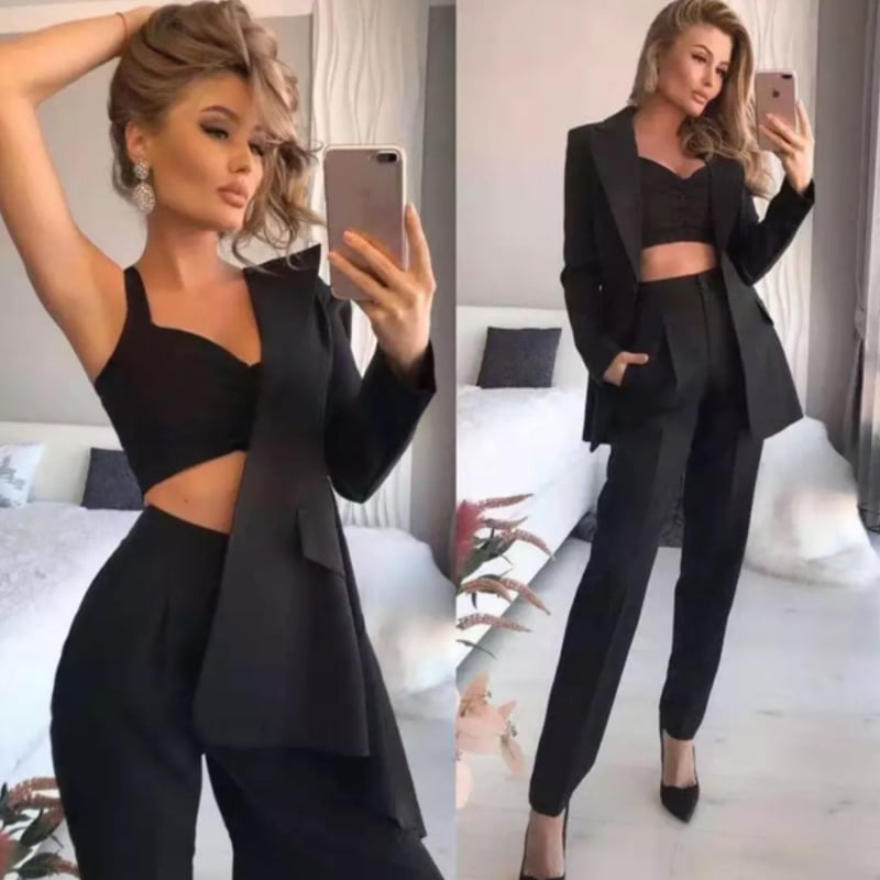 ラストサマーセール❗️☆Lucky in Love セットアップ　US-XS Black S、White L、GreenL即納】ビスチェ付きサマージャケット