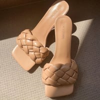 レザー編みスクエアミュールサンダル/4色展開/23〜 25cm/2020SS