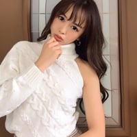 【White即納】ワンショルハイネックケーブル編みニット/2色展開