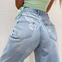 ヒップバタフライステンシルストレートジーンズ/デニム/2色展開/S.M.L/2021SS