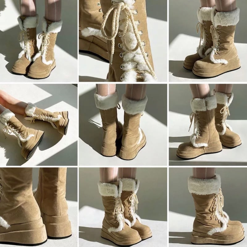 DSQUARED2 ムートンダブルレースアップブーツ ディースクエアード