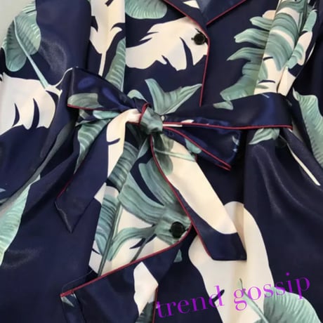 リーフ柄ガウンパジャマ/ルームウェア/2色展開/M.L.XL/2020SS
