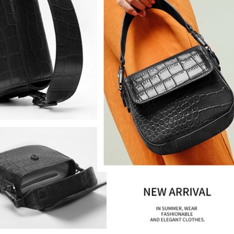 2WAYストラップクロコ型押しショルダーバッグ/ハンドバッグ/3色展開/2021SS
