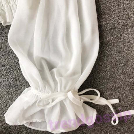 【即納☆送料無料】ハーフチュールスリーブオフショルギャザーTOPS/3色展開/ONESIZE/SS