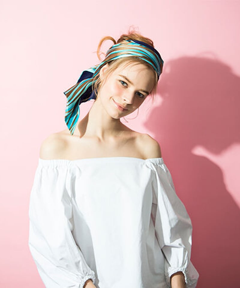 スモール スカーフ (ドリフト ストライプ ピンク ブラウン) | STEP-HAIR