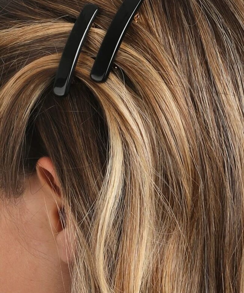 ミニ レクタングル バレッタ (オニキス) 2個セット | STEP-HAIR