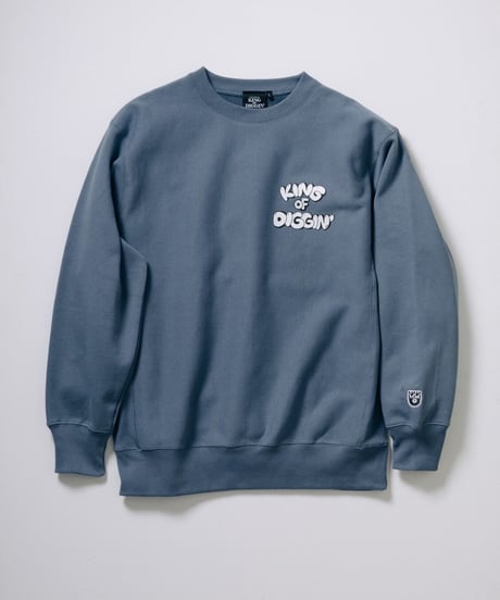 KING OF DIGGIN’×cleofus | Bubble Logo Crewneck - Stone Blue -