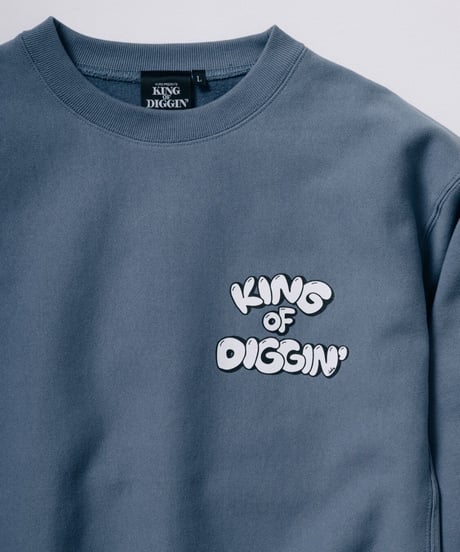 KING OF DIGGIN’×cleofus | Bubble Logo Crewneck - Stone Blue -