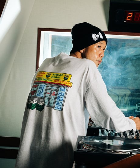 KING OF DIGGIN’×cleofus | Record Store SS Tee Long Sleeve T-shirt - Ash -