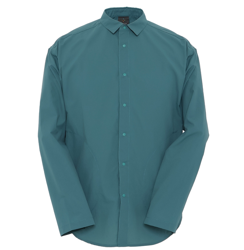 AXESQUIN ヒュッテ シャツ ナイロン 長袖 襟 登山 軽量 L ブルー Axesquin（アクシーズクイン）】Hutte Shirt （ヒュッテシャツ） | yel