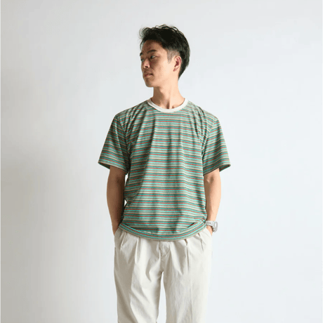 【BRING（ブリング）】DRYCOTTONY マルチボーダーTシャツ