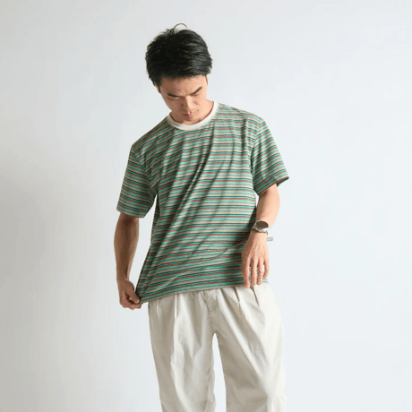 【BRING（ブリング）】DRYCOTTONY マルチボーダーTシャツ