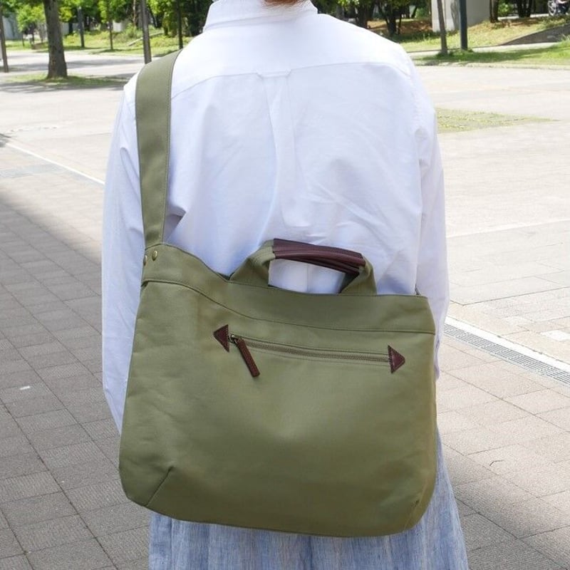 2WAYショルダーバッグ/薄カーキ(倉敷帆布+栃木レザー使用) | nonos 2WAYショルダーバッグ/薄カーキ(倉敷帆布+栃木レザー使用) | nonos