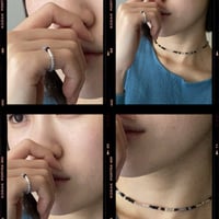 【eriko ukita】アシンメトリービーズチョーカーと ピンキーリング(navy&black)
