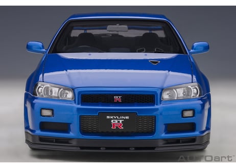 AUTOart 1/18　日産 スカイライン GT-R （R34） Vスペック II （ベイサイドブルー）　77408