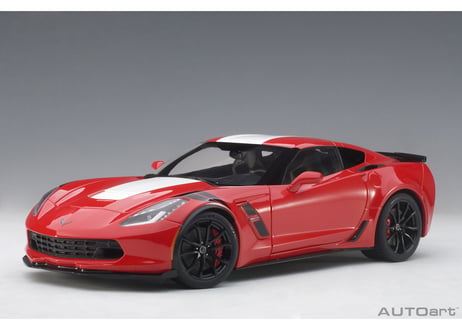 AUTOart 1/18　シボレー コルベット (C7) グランスポーツ (レッド／ホワイト・ストライプ) ※ブラック・ハッシュマーク　71274