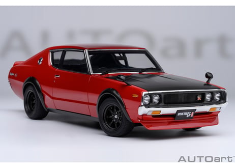 ”オンラインストア限定モデル”　AUTOart 1/18　日産 スカイライン 2000GT-R （KPGC110）チューンド・バージョン （レッド／カーボン・ボンネット）　77479