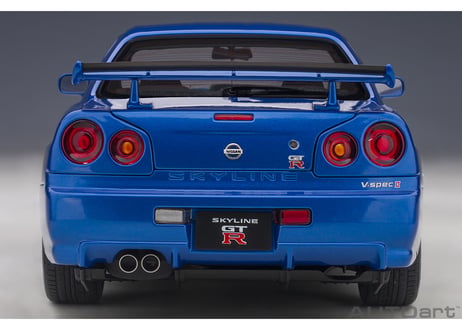 AUTOart 1/18　日産 スカイライン GT-R （R34） Vスペック II （ベイサイドブルー）　77408