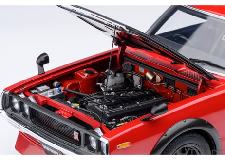 ”オンラインストア限定モデル”　AUTOart 1/18　日産 スカイライン 2000GT-R （KPGC110）チューンド・バージョン （レッド／カーボン・ボンネット）　77479
