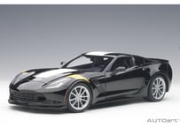 AUTOart 1/18　シボレー コルベット (C7) グランスポーツ (ブラック／ホワイト・ストライプ) ※イエロー・ハッシュマーク　71273