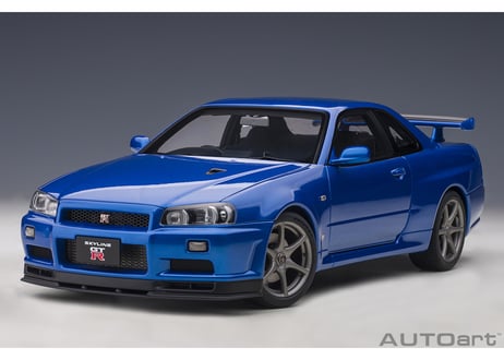 AUTOart 1/18　日産 スカイライン GT-R （R34） Vスペック II （ベイサイドブルー）　77408
