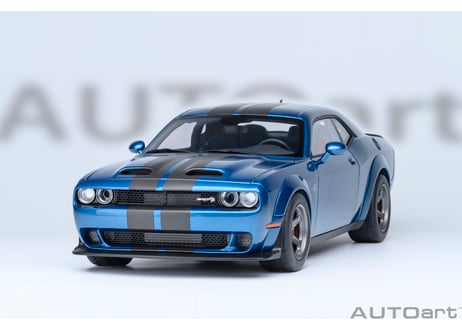 AUTOart 1/18　ダッジ チャレンジャー SRT スーパー ストック 2023 （パール・ブルー／カーボンブラック・ストライプ ＜FROSTBITE＞）　71767