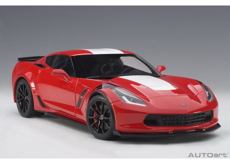AUTOart 1/18　シボレー コルベット (C7) グランスポーツ (レッド／ホワイト・ストライプ) ※ブラック・ハッシュマーク　71274