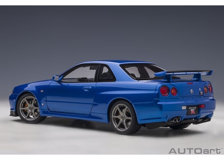 AUTOart 1/18　日産 スカイライン GT-R （R34） Vスペック II （ベイサイドブルー）　77408