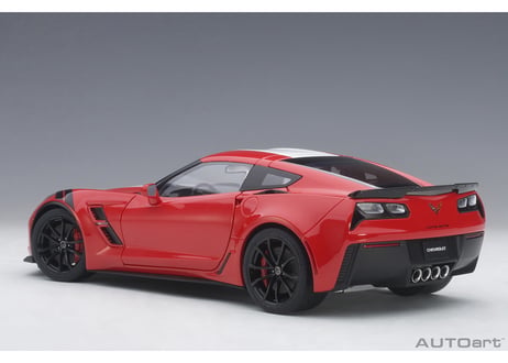 AUTOart 1/18　シボレー コルベット (C7) グランスポーツ (レッド／ホワイト・ストライプ) ※ブラック・ハッシュマーク　71274