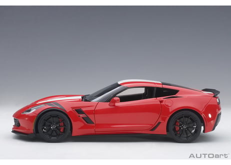AUTOart 1/18　シボレー コルベット (C7) グランスポーツ (レッド／ホワイト・ストライプ) ※ブラック・ハッシュマーク　71274