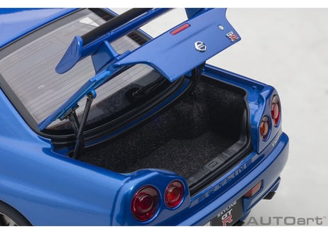 AUTOart 1/18　日産 スカイライン GT-R （R34） Vスペック II （ベイサイドブルー）　77408