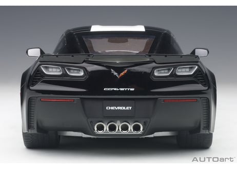 AUTOart 1/18　シボレー コルベット (C7) グランスポーツ (ブラック／ホワイト・ストライプ) ※イエロー・ハッシュマーク　71273
