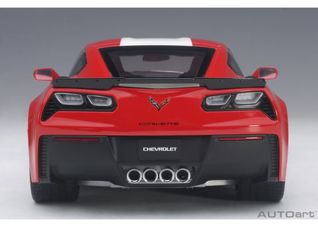 AUTOart 1/18　シボレー コルベット (C7) グランスポーツ (レッド／ホワイト・ストライプ) ※ブラック・ハッシュマーク　71274