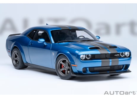 AUTOart 1/18　ダッジ チャレンジャー SRT スーパー ストック 2023 （パール・ブルー／カーボンブラック・ストライプ ＜FROSTBITE＞）　71767