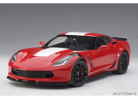 AUTOart 1/18　シボレー コルベット (C7) グランスポーツ (レッド／ホワイト・ストライプ) ※ブラック・ハッシュマーク　71274