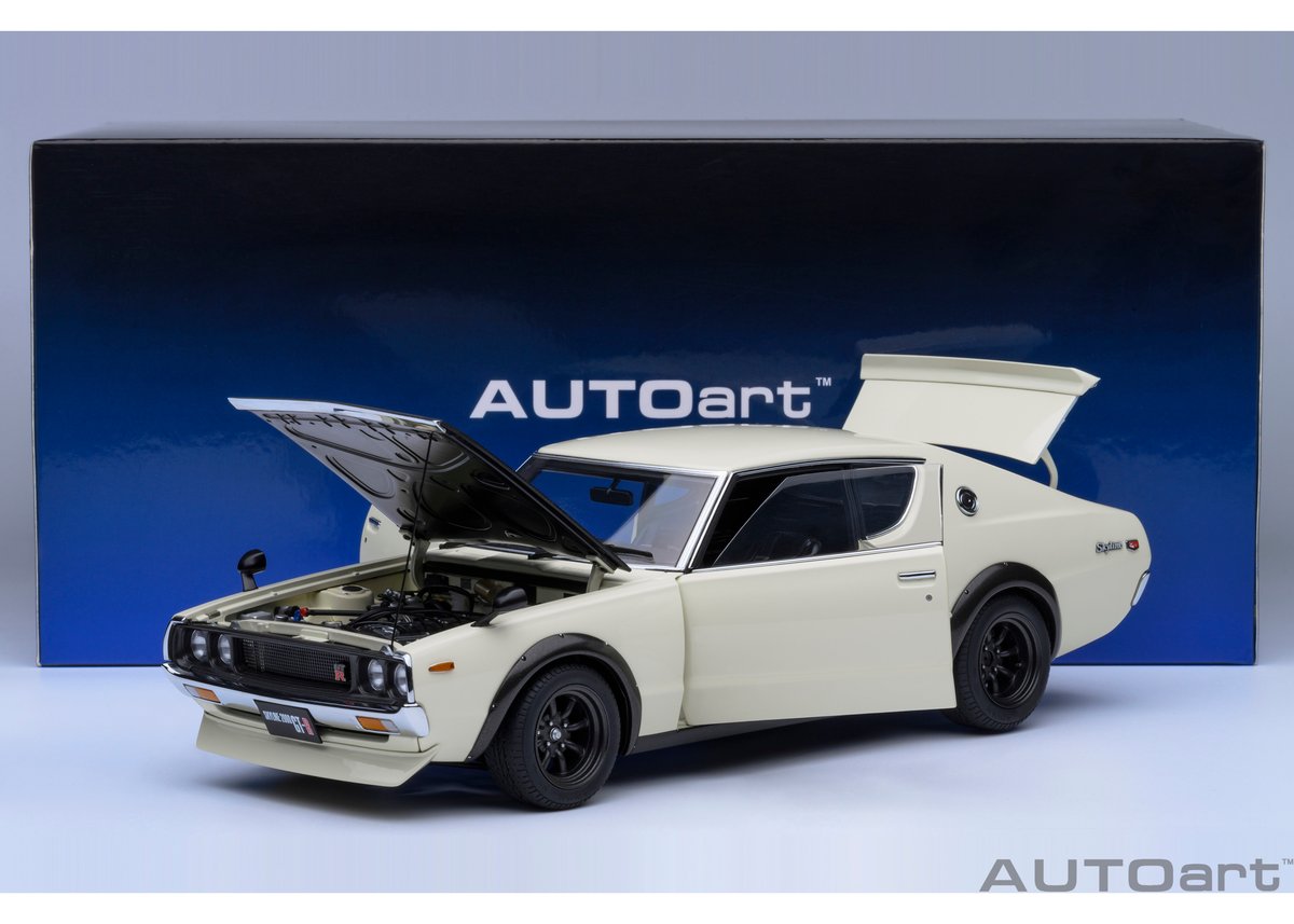 No250ミニカー1/18箱ありNISSAN SKYLINE 2000GT-R 1:18 Kyosho Nissan Skyline 2000 GT-R (KPGC110) 1973 Silver