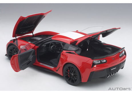 AUTOart 1/18　シボレー コルベット (C7) グランスポーツ (レッド／ホワイト・ストライプ) ※ブラック・ハッシュマーク　71274