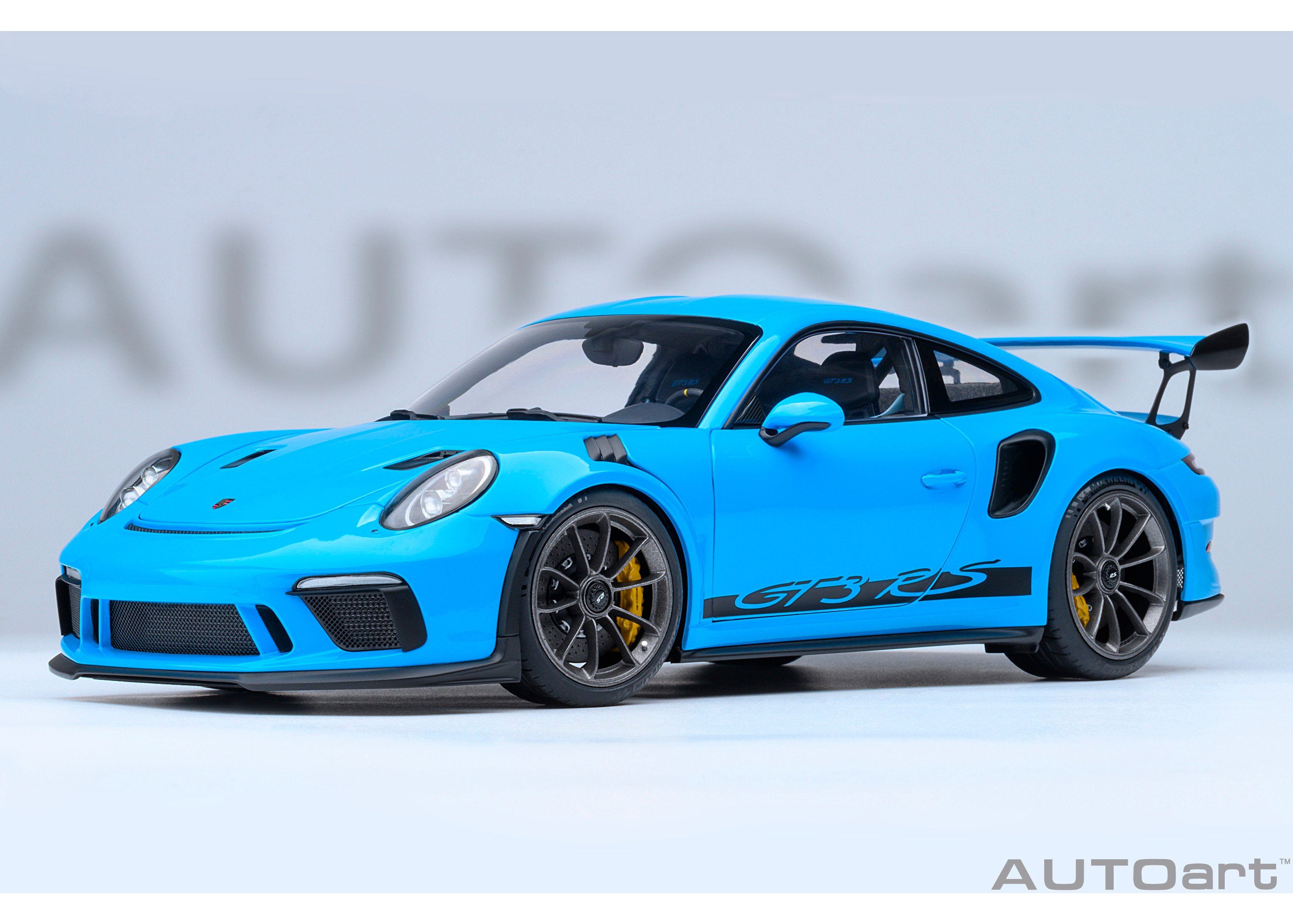 〈プレイアート〉香港製 PLAYART ポルシェ911（水色） AUTOart 1/18 ポルシェ 911 （991.2） GT3 RS （ライトブルー） 7