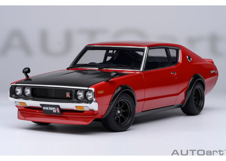 ”オンラインストア限定モデル”　AUTOart 1/18　日産 スカイライン 2000GT-R （KPGC110）チューンド・バージョン （レッド／カーボン・ボンネット）　77479