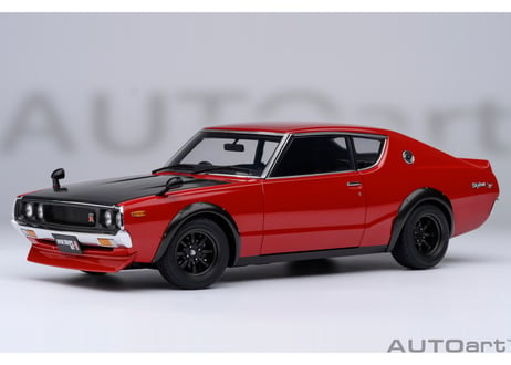 ”オンラインストア限定モデル”　AUTOart 1/18　日産 スカイライン 2000GT-R （KPGC110）チューンド・バージョン （レッド／カーボン・ボンネット）　77479