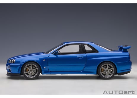 AUTOart 1/18　日産 スカイライン GT-R （R34） Vスペック II （ベイサイドブルー）　77408