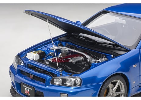 AUTOart 1/18　日産 スカイライン GT-R （R34） Vスペック II （ベイサイドブルー）　77408