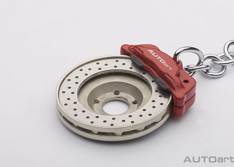 AUTOart  レーシング　ブレーキディスク キーチェーン （レッドキャリパー）（オメガシェイプ）　40081
