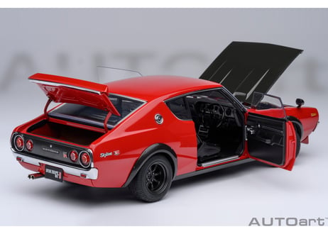 ”オンラインストア限定モデル”　AUTOart 1/18　日産 スカイライン 2000GT-R （KPGC110）チューンド・バージョン （レッド／カーボン・ボンネット）　77479