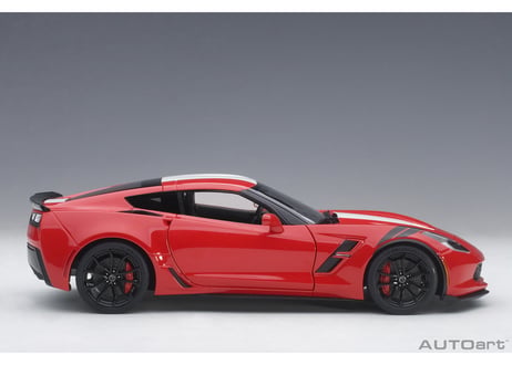 AUTOart 1/18　シボレー コルベット (C7) グランスポーツ (レッド／ホワイト・ストライプ) ※ブラック・ハッシュマーク　71274