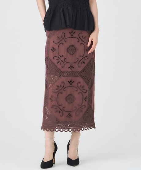 COTTON/ LINEN CUTWORK LACE EMBROIDERY SKIRT