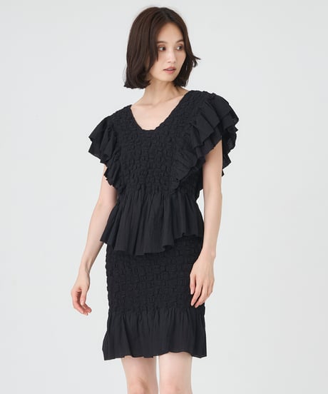 SMOCKING CHECK BLOUSE