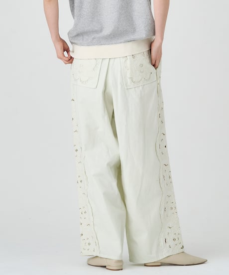 COTTON/ LINEN CUTWORK LACE EMBROIDERY PANTS